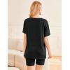 Ekouaer Two Piece Sets for Women Summer Outfits 2026 Lounge Set Crew Neck Tshirts Biker Short Sweatsuit with Pocket(Black)