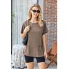 Ekouaer Two Piece Sets for Women Summer Outfits 2026 Lounge Set Crew Neck Tshirts Biker Short Sweatsuit with Pocket(Brown)