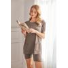 Ekouaer Two Piece Sets for Women Summer Outfits 2026 Lounge Set Crew Neck Tshirts Biker Short Sweatsuit with Pocket(Brown)