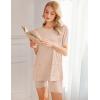 Ekouaer Two Piece Sets for Women Summer Outfits 2026 Lounge Set Crew Neck Tshirts Biker Short Sweatsuit with Pocket(Champagne)