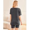 Ekouaer Two Piece Sets for Women Summer Outfits 2026 Lounge Set Crew Neck Tshirts Biker Short Sweatsuit with Pocket(Dark Gray)