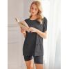 Ekouaer Two Piece Sets for Women Summer Outfits 2026 Lounge Set Crew Neck Tshirts Biker Short Sweatsuit with Pocket(Dark Gray)