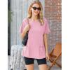 Ekouaer Two Piece Sets for Women Summer Outfits 2026 Lounge Set Crew Neck Tshirts Biker Short Sweatsuit with Pocket(Dark Pink)