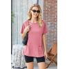 Ekouaer Two Piece Sets for Women Summer Outfits 2026 Lounge Set Crew Neck Tshirts Biker Short Sweatsuit with Pocket(Gray Purple)