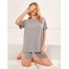 Ekouaer Two Piece Sets for Women Summer Outfits 2026 Lounge Set Crew Neck Tshirts Biker Short Sweatsuit with Pocket(Light Gray)