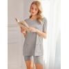 Ekouaer Two Piece Sets for Women Summer Outfits 2026 Lounge Set Crew Neck Tshirts Biker Short Sweatsuit with Pocket(Light Gray)