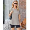 Ekouaer Two Piece Sets for Women Summer Outfits 2026 Lounge Set Crew Neck Tshirts Biker Short Sweatsuit with Pocket(Light Gray)