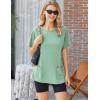 Ekouaer Two Piece Sets for Women Summer Outfits 2026 Lounge Set Crew Neck Tshirts Biker Short Sweatsuit with Pocket(Light Green)