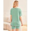 Ekouaer Two Piece Sets for Women Summer Outfits 2026 Lounge Set Crew Neck Tshirts Biker Short Sweatsuit with Pocket(Light Green)
