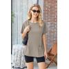 Ekouaer Two Piece Sets for Women Summer Outfits 2026 Lounge Set Crew Neck Tshirts Biker Short Sweatsuit with Pocket(Moon Gray)