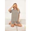 Ekouaer Two Piece Sets for Women Summer Outfits 2026 Lounge Set Crew Neck Tshirts Biker Short Sweatsuit with Pocket(Moon Gray)