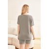 Ekouaer Two Piece Sets for Women Summer Outfits 2026 Lounge Set Crew Neck Tshirts Biker Short Sweatsuit with Pocket(Moon Gray)
