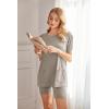 Ekouaer Two Piece Sets for Women Summer Outfits 2026 Lounge Set Crew Neck Tshirts Biker Short Sweatsuit with Pocket(Moon Gray)