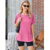 Ekouaer Two Piece Sets for Women Summer Outfits 2026 Lounge Set Crew Neck Tshirts Biker Short Sweatsuit with Pocket(Peach Pink)