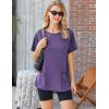 Ekouaer Two Piece Sets for Women Summer Outfits 2026 Lounge Set Crew Neck Tshirts Biker Short Sweatsuit with Pocket(Purple)