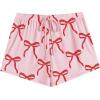 Ekouaer Women Pajama Shorts Comfy Lounge Bottom with Pockets Stretch Strip Sleepwear Drawstring Pj Bottoms Sleep Shorts(Pink Bow)