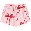Ekouaer Women Pajama Shorts Comfy Lounge Bottom with Pockets Stretch Strip Sleepwear Drawstring Pj Bottoms Sleep Shorts(Red Bow)