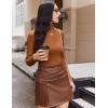 Ekouaer Women Turtleneck Tops Ribbed Long Sleeve Shirts Fall Fashion Base Layer Thermal Winter Clothes(Brown)