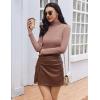Ekouaer Women Turtleneck Tops Ribbed Long Sleeve Shirts Fall Fashion Base Layer Thermal Winter Clothes(Dirty Pink)