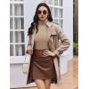 Ekouaer Women Turtleneck Tops Ribbed Long Sleeve Shirts Fall Fashion Base Layer Thermal Winter Clothes(Khaki)