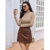 Ekouaer Women Turtleneck Tops Ribbed Long Sleeve Shirts Fall Fashion Base Layer Thermal Winter Clothes(Khaki)