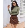 Ekouaer Women Turtleneck Tops Ribbed Long Sleeve Shirts Fall Fashion Base Layer Thermal Winter Clothes(Olive)