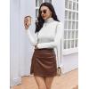 Ekouaer Women Turtleneck Tops Ribbed Long Sleeve Shirts Fall Fashion Base Layer Thermal Winter Clothes(White)