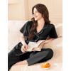 Ekouaer Women’s 100% Cotton Pajamas Set Short Sleeve Button Down Pjs 2 Piece Soft Sleepwear with Long Pants Lounge Set(Black)