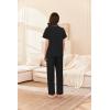 Ekouaer Women’s 100% Cotton Pajamas Set Short Sleeve Button Down Pjs 2 Piece Soft Sleepwear with Long Pants Lounge Set(Black)