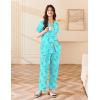 Ekouaer Women’s 100% Cotton Pajamas Set Short Sleeve Button Down Pjs 2 Piece Soft Sleepwear with Long Pants Lounge Set(Butterfly)