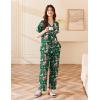Ekouaer Women’s 100% Cotton Pajamas Set Short Sleeve Button Down Pjs 2 Piece Soft Sleepwear with Long Pants Lounge Set(Christmas Green Santa Claus)