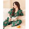 Ekouaer Women’s 100% Cotton Pajamas Set Short Sleeve Button Down Pjs 2 Piece Soft Sleepwear with Long Pants Lounge Set(Christmas Green Santa Claus)