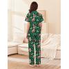 Ekouaer Women’s 100% Cotton Pajamas Set Short Sleeve Button Down Pjs 2 Piece Soft Sleepwear with Long Pants Lounge Set(Christmas Green Santa Claus)