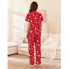 Ekouaer Women’s 100% Cotton Pajamas Set Short Sleeve Button Down Pjs 2 Piece Soft Sleepwear with Long Pants Lounge Set(Christmas Red Santa Claus)