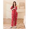 Ekouaer Women’s 100% Cotton Pajamas Set Short Sleeve Button Down Pjs 2 Piece Soft Sleepwear with Long Pants Lounge Set(Christmas Red Santa Claus)