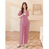 Ekouaer Women’s 100% Cotton Pajamas Set Short Sleeve Button Down Pjs 2 Piece Soft Sleepwear with Long Pants Lounge Set(Dusty Rose)