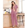 Ekouaer Women’s 100% Cotton Pajamas Set Short Sleeve Button Down Pjs 2 Piece Soft Sleepwear with Long Pants Lounge Set(Dusty Rose)