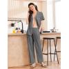 Ekouaer Women’s 100% Cotton Pajamas Set Short Sleeve Button Down Pjs 2 Piece Soft Sleepwear with Long Pants Lounge Set(Grey)