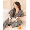 Ekouaer Women’s 100% Cotton Pajamas Set Short Sleeve Button Down Pjs 2 Piece Soft Sleepwear with Long Pants Lounge Set(Leopard)