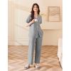 Ekouaer Women’s 100% Cotton Pajamas Set Short Sleeve Button Down Pjs 2 Piece Soft Sleepwear with Long Pants Lounge Set(Light Grey)