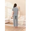 Ekouaer Women’s 100% Cotton Pajamas Set Short Sleeve Button Down Pjs 2 Piece Soft Sleepwear with Long Pants Lounge Set(Light Grey)