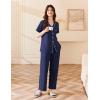 Ekouaer Women’s 100% Cotton Pajamas Set Short Sleeve Button Down Pjs 2 Piece Soft Sleepwear with Long Pants Lounge Set(Navy Blue)