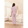 Ekouaer Women’s 100% Cotton Pajamas Set Short Sleeve Button Down Pjs 2 Piece Soft Sleepwear with Long Pants Lounge Set(Pink)
