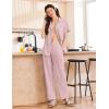 Ekouaer Women’s 100% Cotton Pajamas Set Short Sleeve Button Down Pjs 2 Piece Soft Sleepwear with Long Pants Lounge Set(Pink)