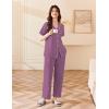 Ekouaer Women’s 100% Cotton Pajamas Set Short Sleeve Button Down Pjs 2 Piece Soft Sleepwear with Long Pants Lounge Set(Purple)