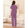 Ekouaer Women’s 100% Cotton Pajamas Set Short Sleeve Button Down Pjs 2 Piece Soft Sleepwear with Long Pants Lounge Set(Purple)