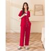 Ekouaer Women’s 100% Cotton Pajamas Set Short Sleeve Button Down Pjs 2 Piece Soft Sleepwear with Long Pants Lounge Set(Red)