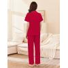 Ekouaer Women’s 100% Cotton Pajamas Set Short Sleeve Button Down Pjs 2 Piece Soft Sleepwear with Long Pants Lounge Set(Red)