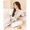 Ekouaer Women’s 100% Cotton Pajamas Set Short Sleeve Button Down Pjs 2 Piece Soft Sleepwear with Long Pants Lounge Set(White)