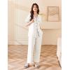 Ekouaer Women’s 100% Cotton Pajamas Set Short Sleeve Button Down Pjs 2 Piece Soft Sleepwear with Long Pants Lounge Set(White)